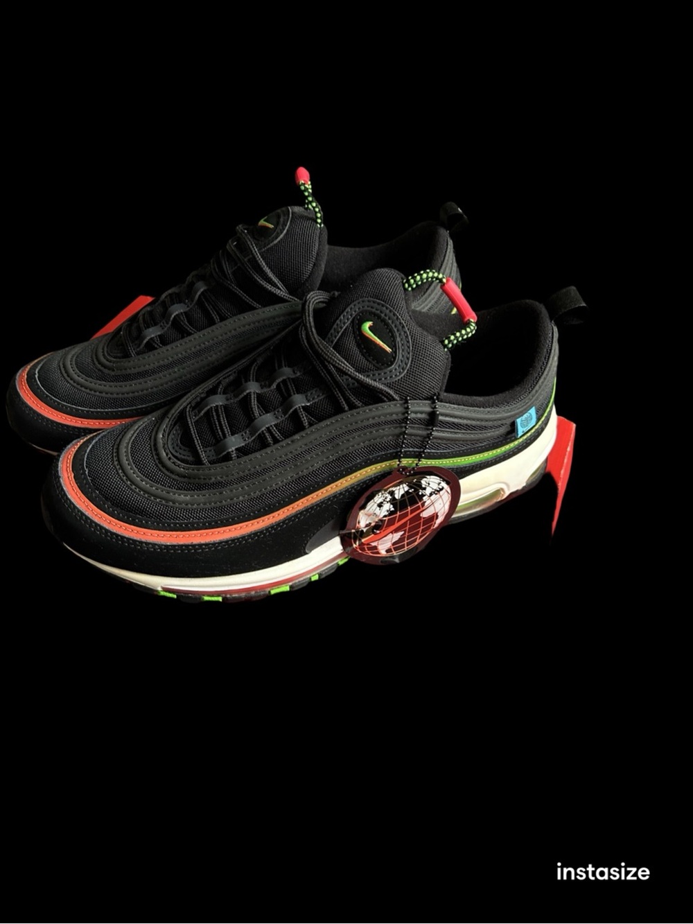 Nike Airmax 97 worldwide pack  Black Sneakers with Red and Green Accents